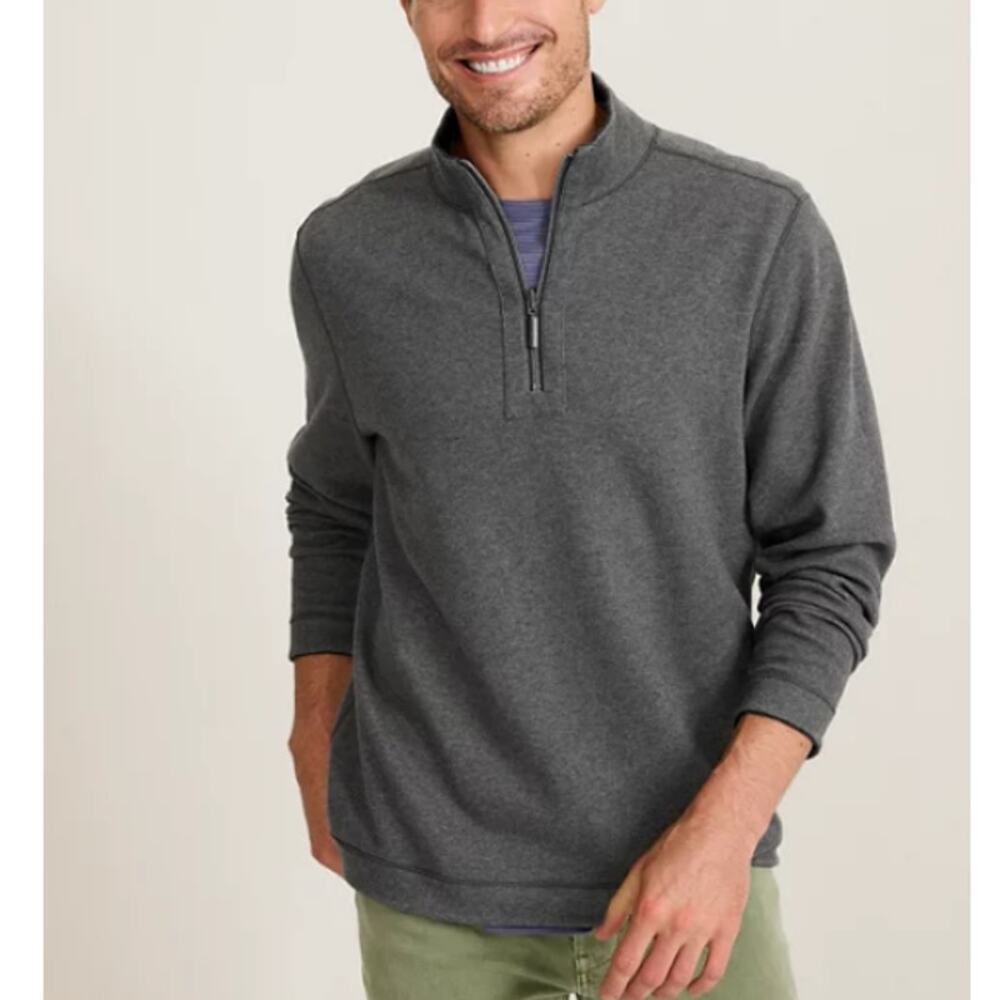 Tommy Bahama Men's Black Heather Flipview Reversible Half-Zip Sweatshirt Size S
